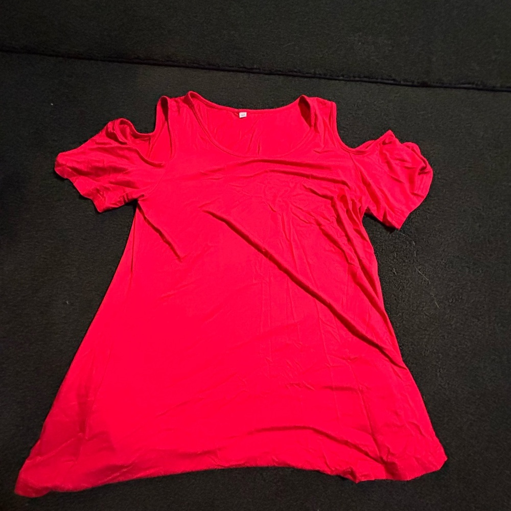 Women's Red Cold Shoulder Top